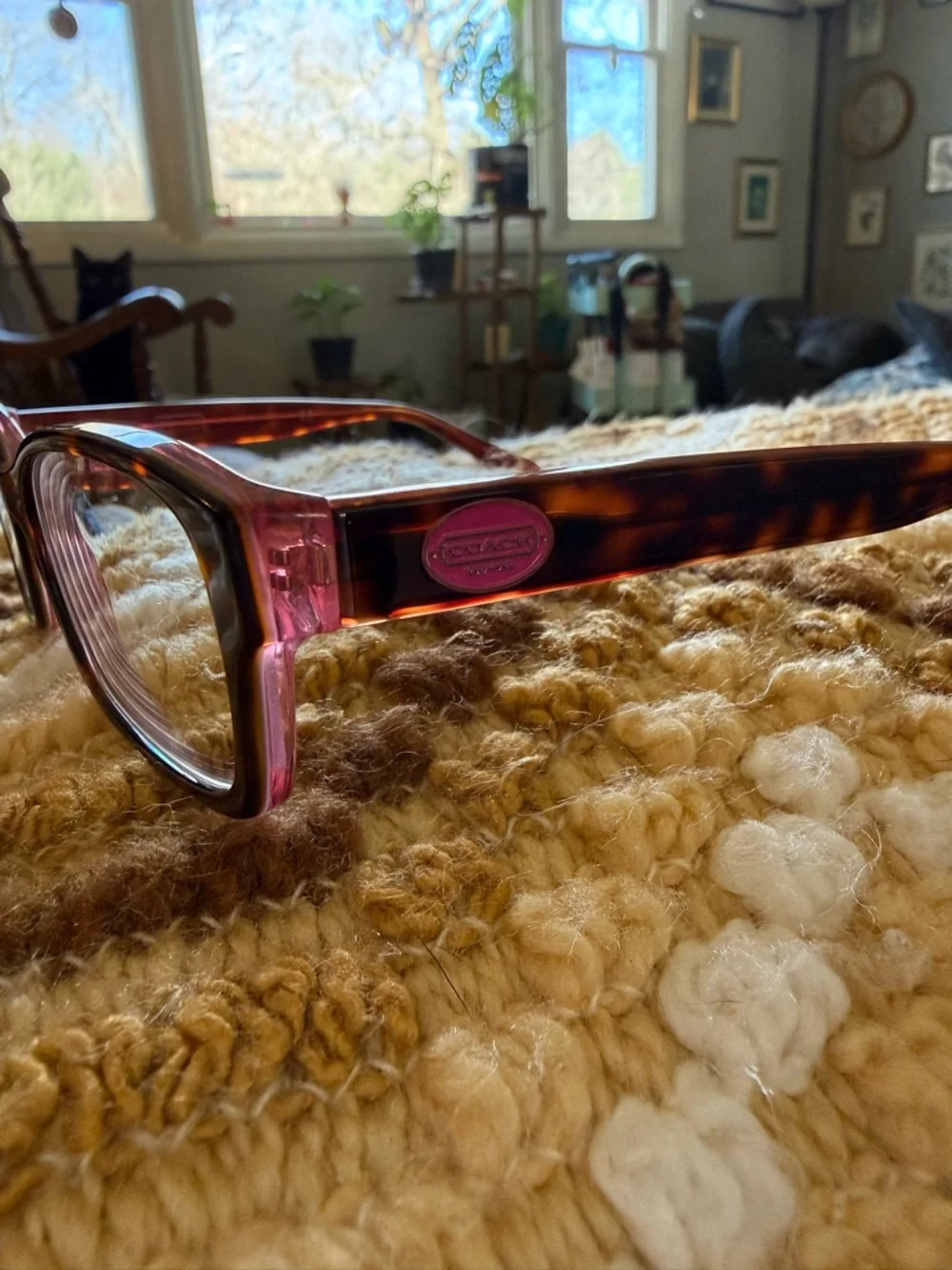 Coach Brooklyn Rectangle Shaped Glasses in Pink/Tortoise - Picture 4 of 10